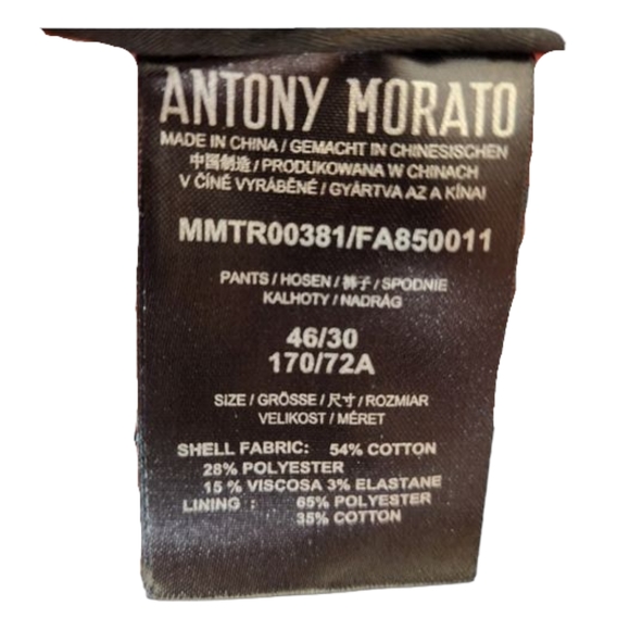 NEW Men's Designer Antony Morato Black Trousers w/Geometric Embroidery Size: 34 - Picture 9 of 9